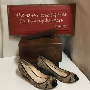 Coach peep-toe wedges, VGUC, 9.5